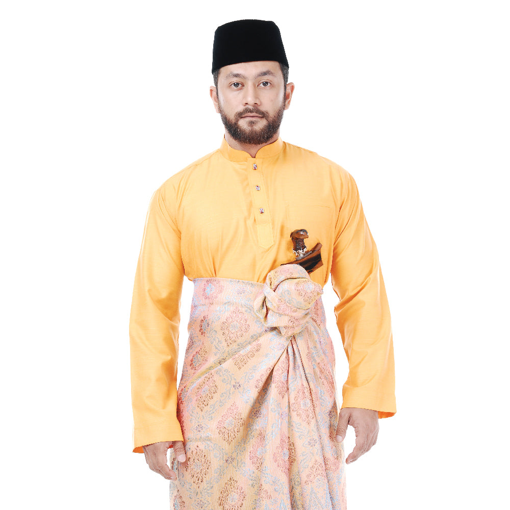 Baju Melayu Tenun Pahang Orange