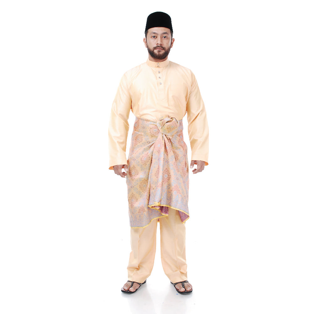 Baju Melayu Tenun Pahang Peach