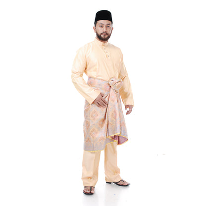 Baju Melayu Tenun Pahang Peach