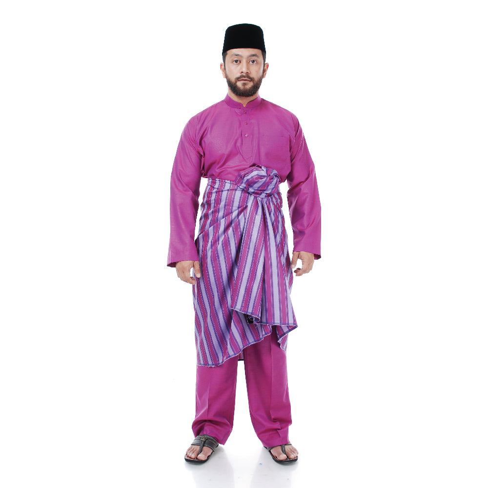 Baju Melayu Tenun Pahang Pink Purple