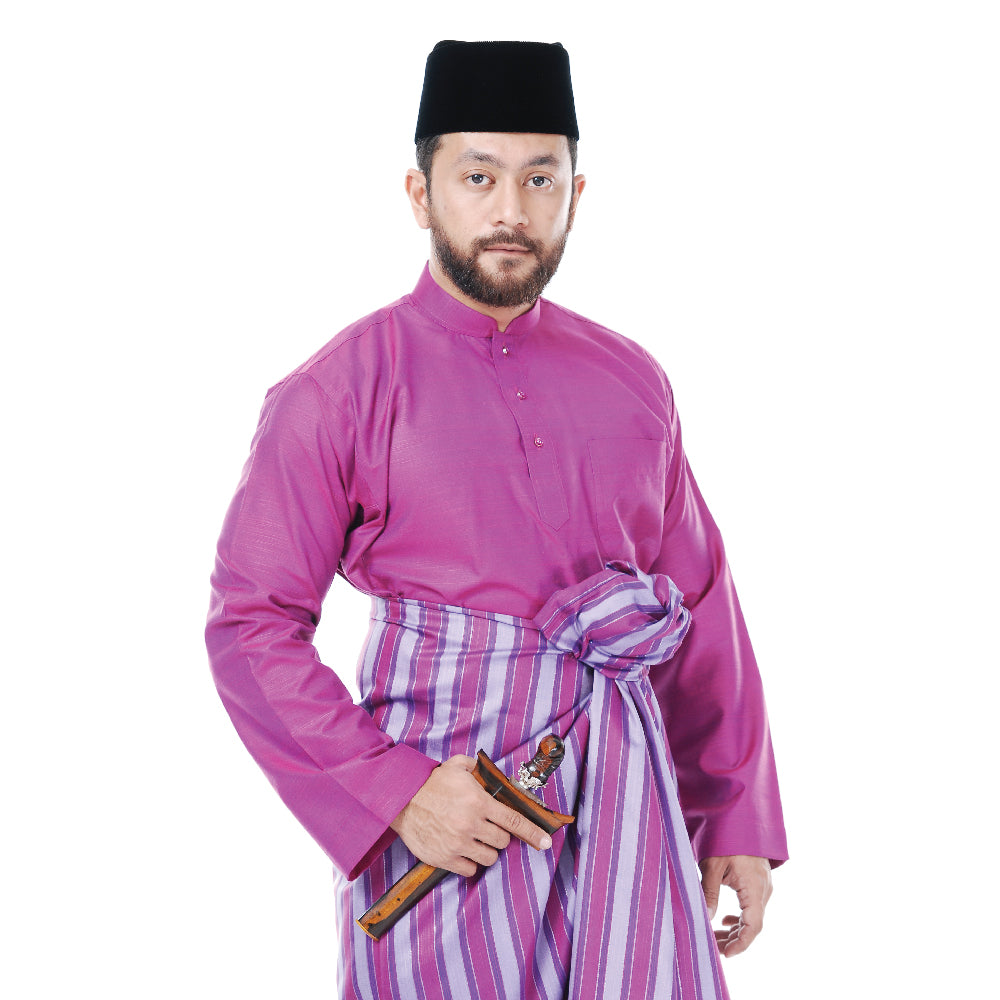 Baju Melayu Tenun Pahang Pink Purple