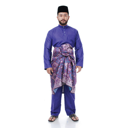 Baju Melayu Tenun Pahang Purple Blue