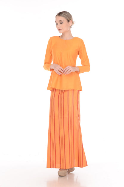 Baju Kurung Aryana Tenun Cotton Orange