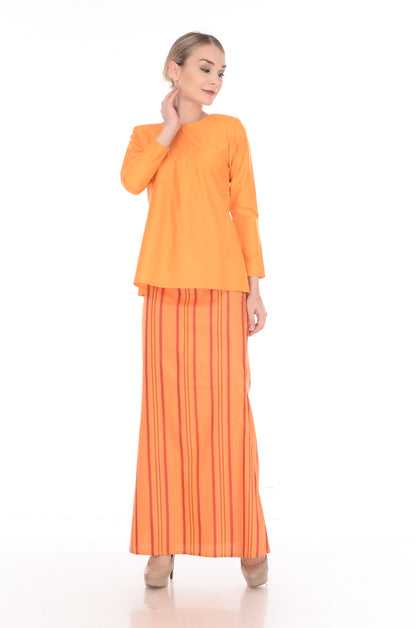 Baju Kurung Aryana Tenun Cotton Orange