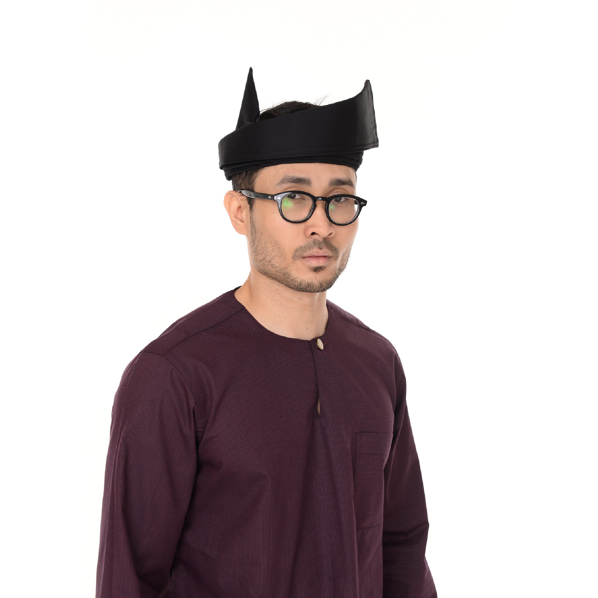 Setanjak | Tengkolok  | Destar  | Traditional Malay Head Gear Plain Black