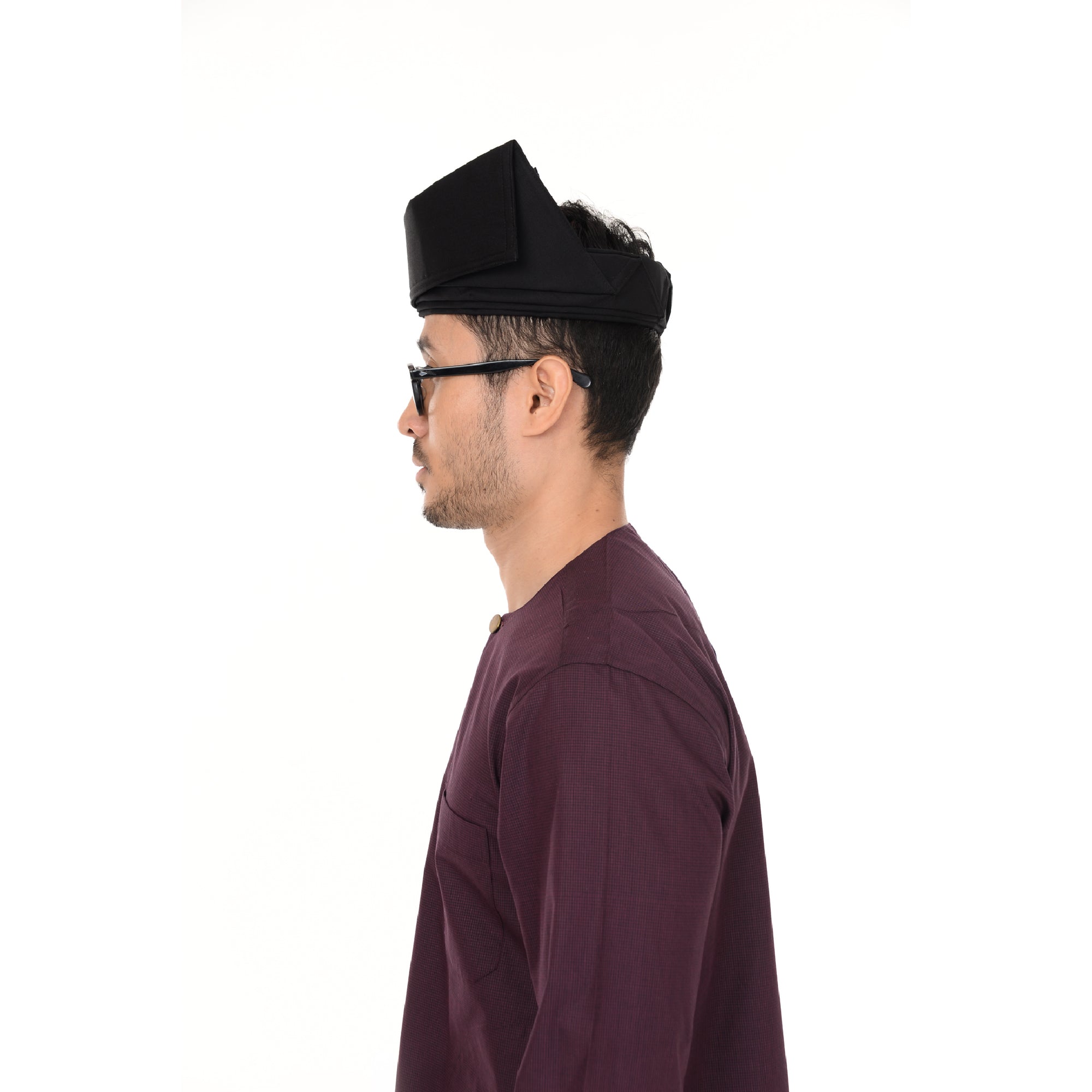 Setanjak | Tengkolok  | Destar  | Traditional Malay Head Gear Plain Black