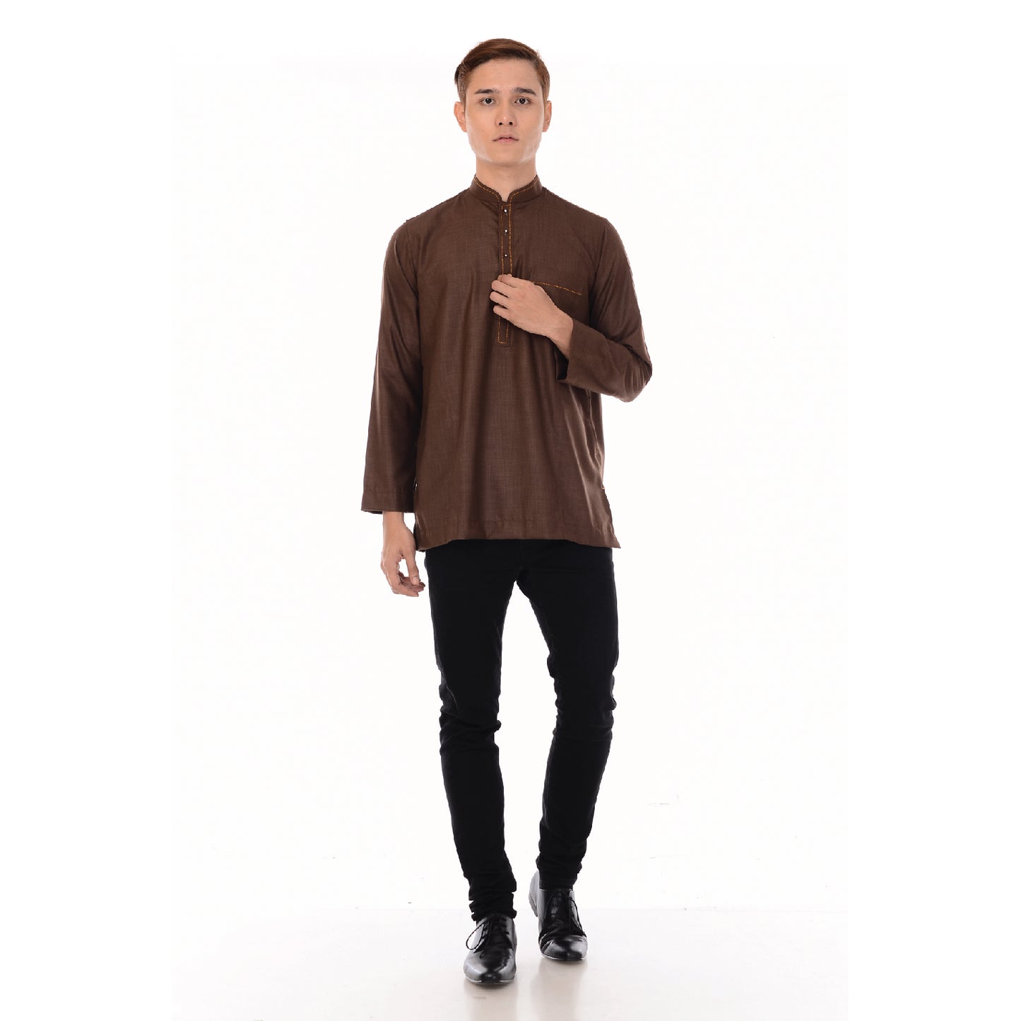 Kurta Hand Stitch Dark Brown