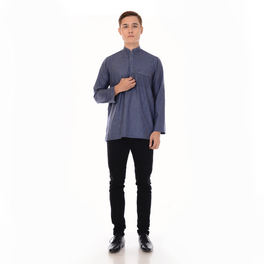 Kurta Hand Stitch Denim Blue