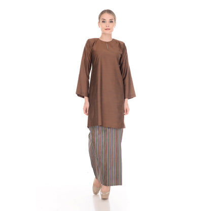 Baju Kurung Pahang Tenun Cotton Dark Brown