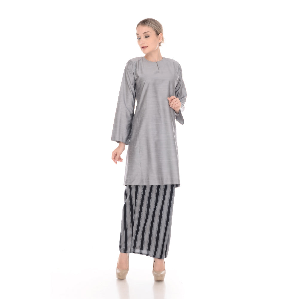 Baju Kurung Pahang Tenun Cotton Dark Grey