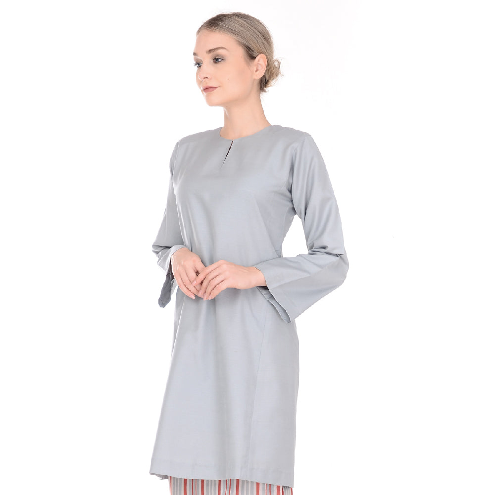 Baju Kurung Pahang Tenun Cotton Grey