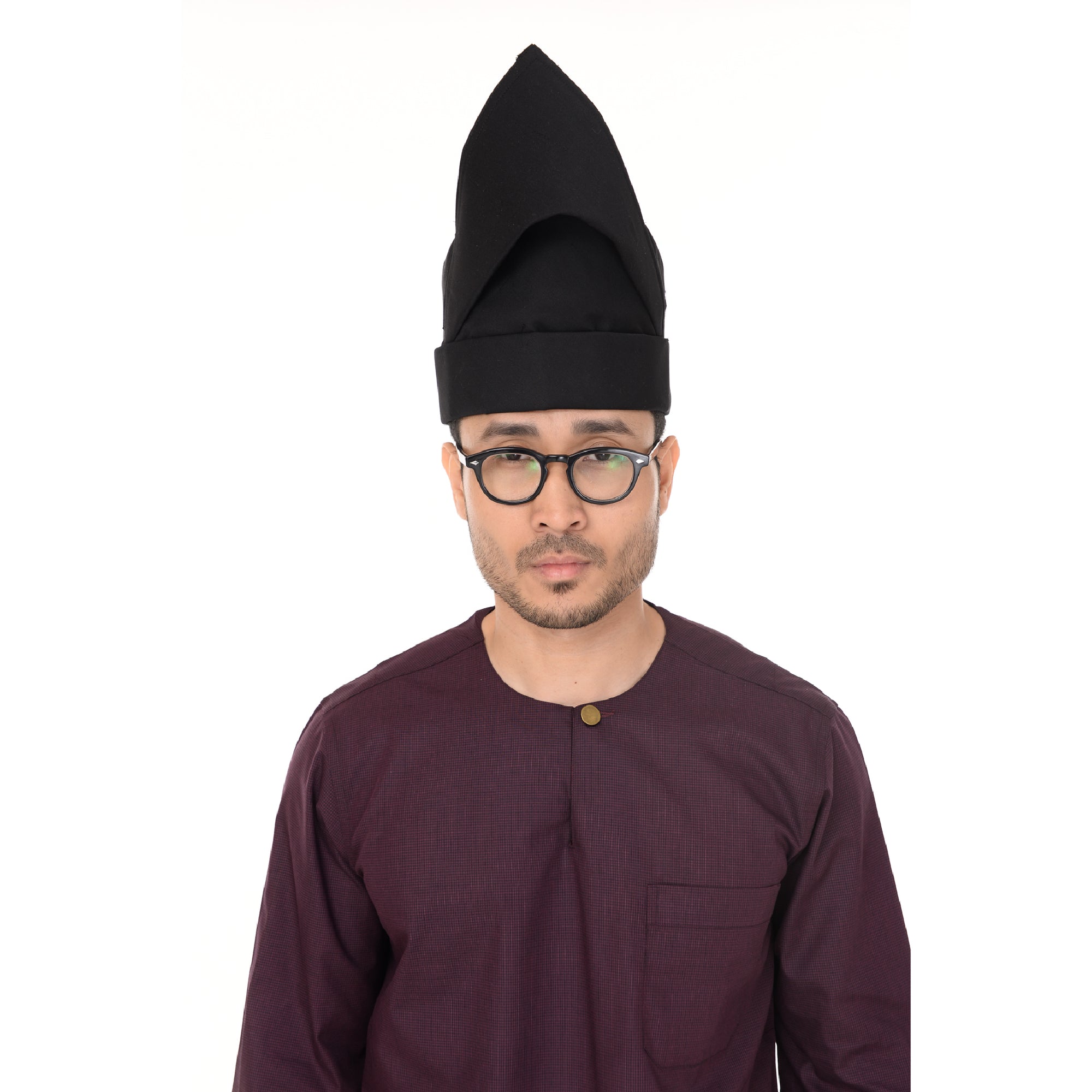 Setanjak | Tengkolok  | Destar  | Traditional Malay Head Gear Plain Black