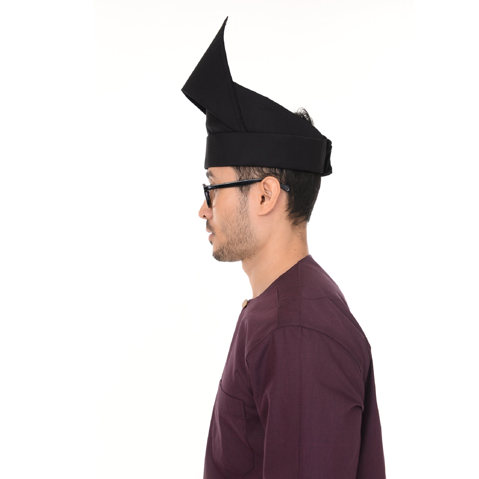 Setanjak | Tengkolok  | Destar  | Traditional Malay Head Gear Plain Black