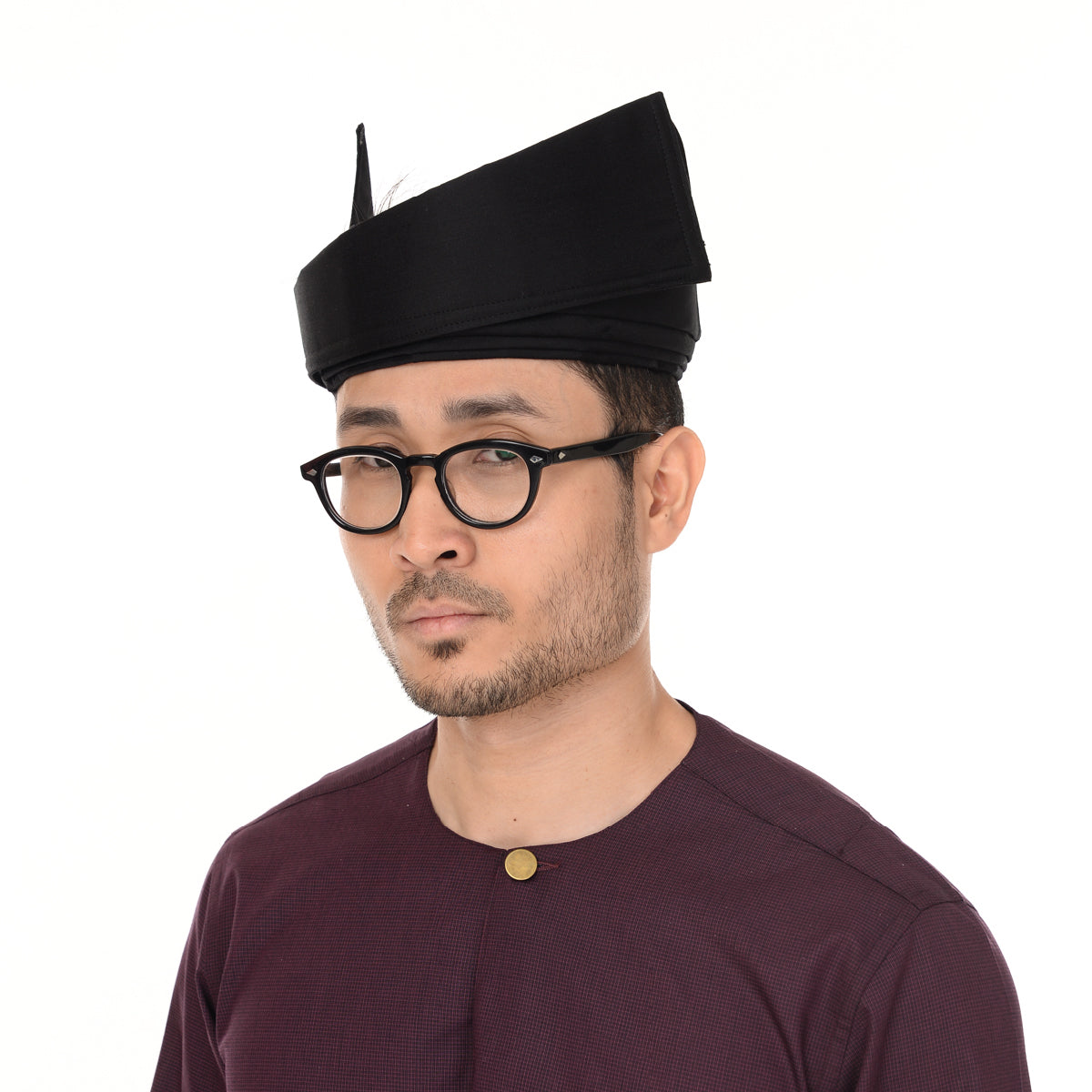 Setanjak | Tengkolok  | Destar  | Traditional Malay Head Gear Plain Black