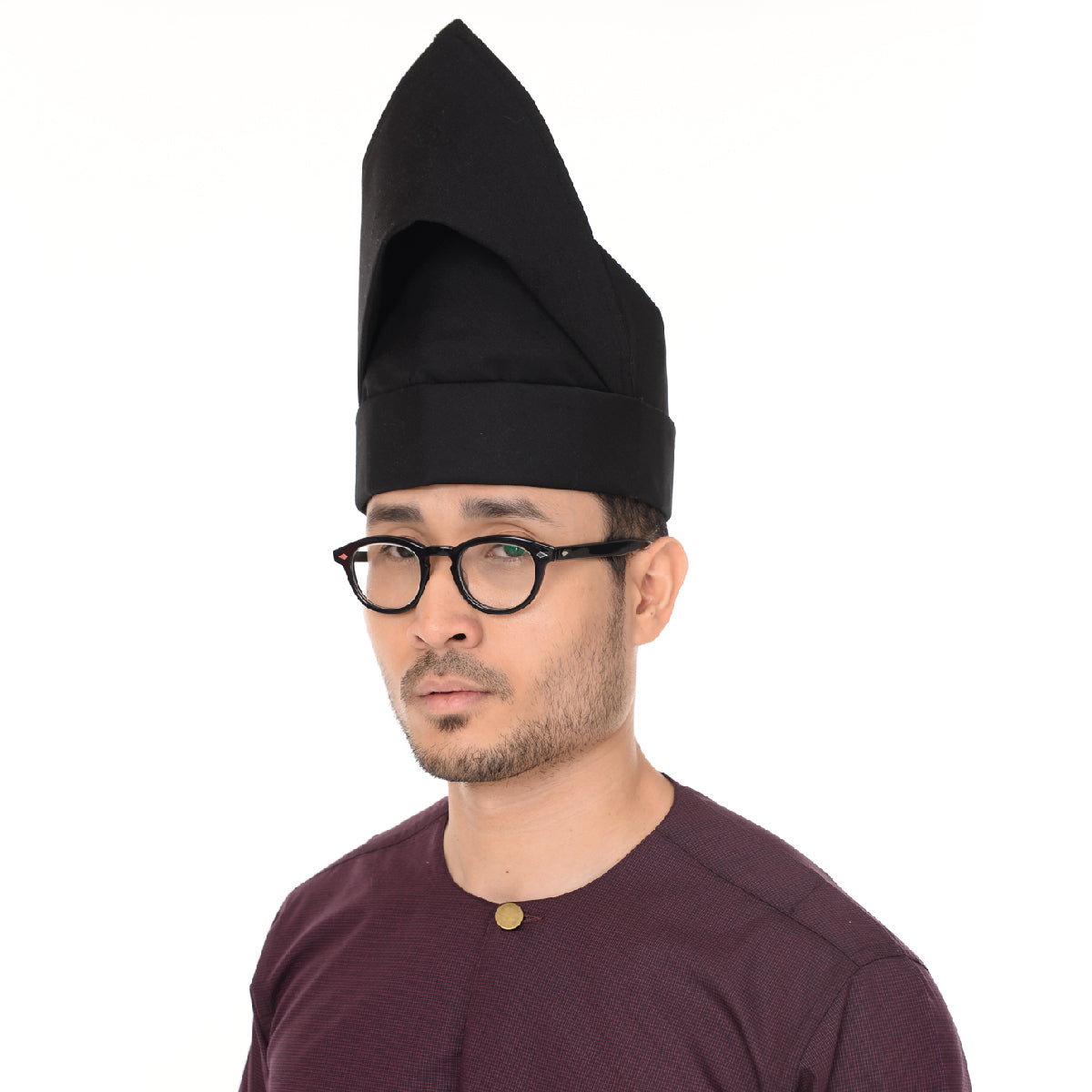 Setanjak | Tengkolok  | Destar  | Traditional Malay Head Gear Plain Black