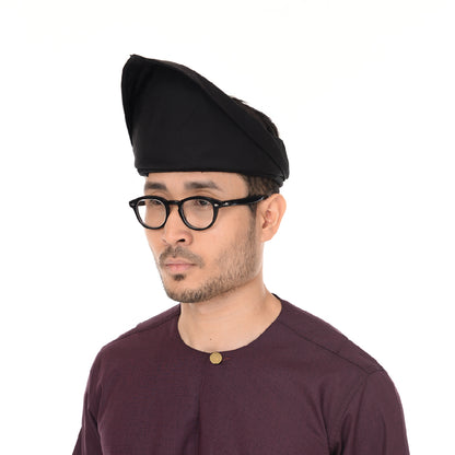 Setanjak | Tengkolok  | Destar  | Traditional Malay Head Gear Plain Black