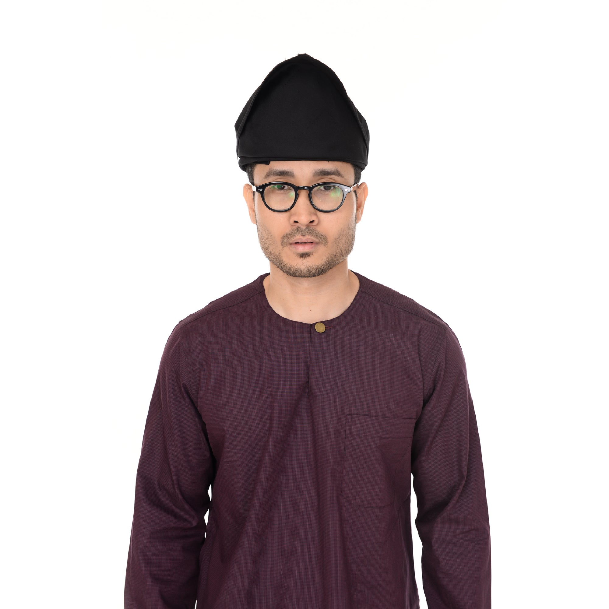 Setanjak | Tengkolok  | Destar  | Traditional Malay Head Gear Plain Black