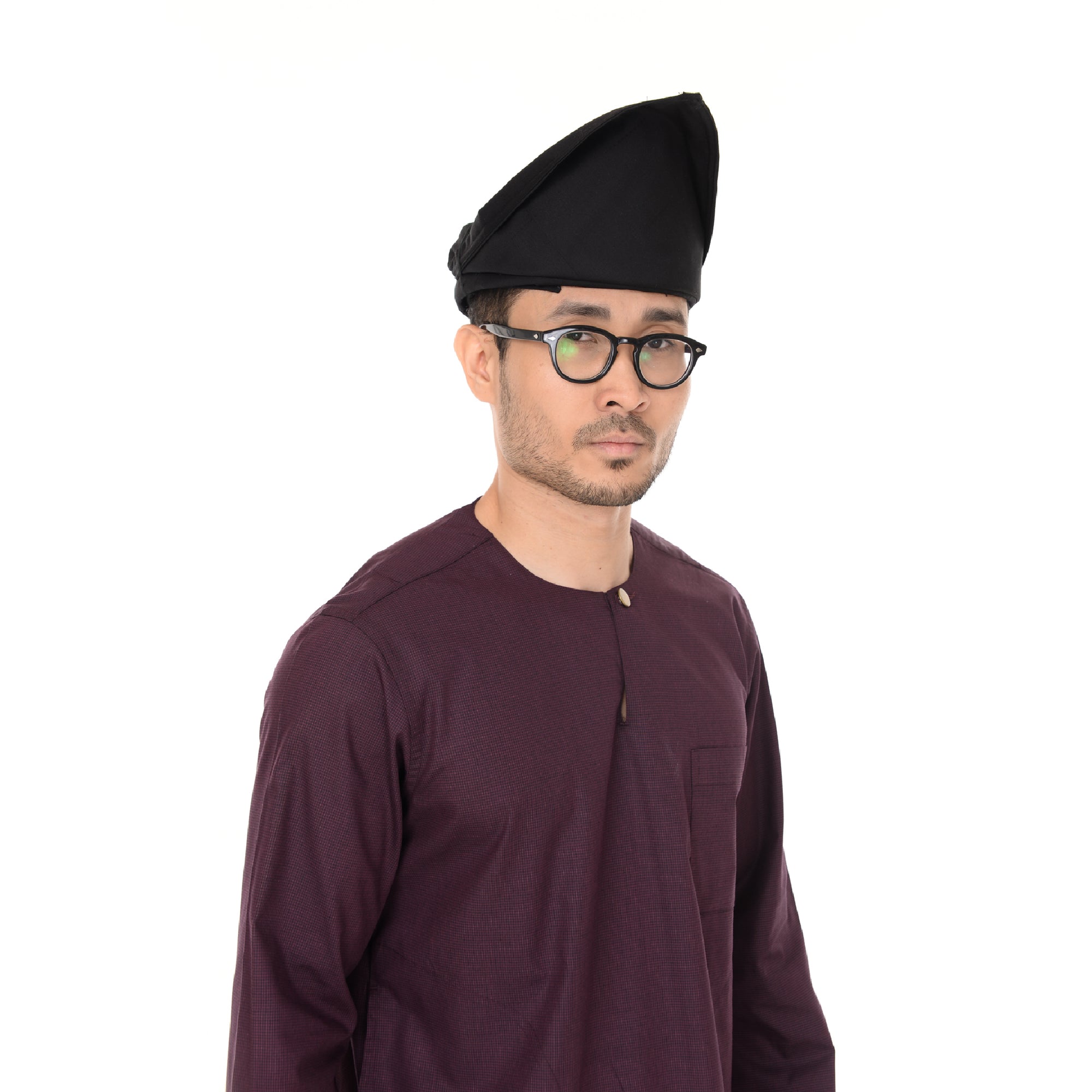 Setanjak | Tengkolok  | Destar  | Traditional Malay Head Gear Plain Black