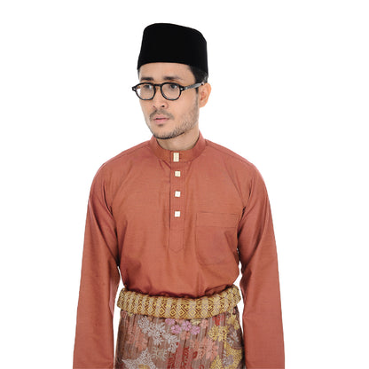Baju Melayu Tenun Cotton Silk Brown