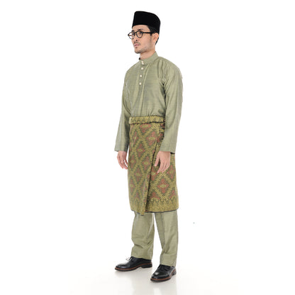 Baju Melayu Tenun Cotton Silk Soft Green