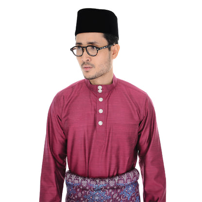 Baju Melayu Tenun Cotton Silk Magenta