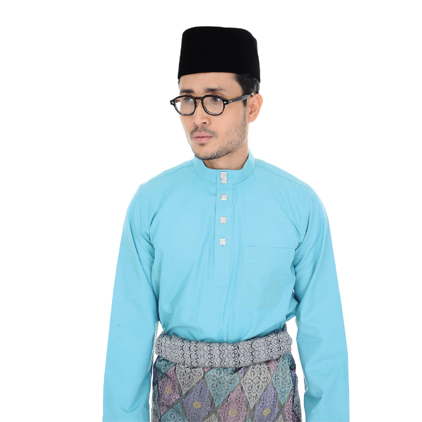 Baju Melayu Tenun Cotton Silk Light Turquoise