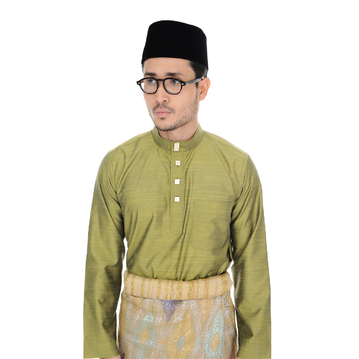 Baju Melayu Tenun Cotton Silk Olive